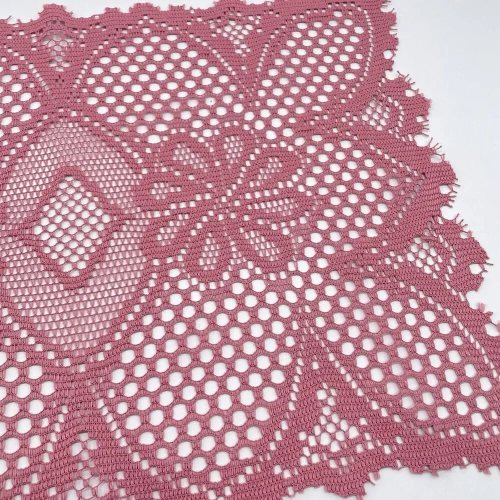 Pink Lace Placemats Set of 5 17” x 12” Floral Table Linens Cottage Decor